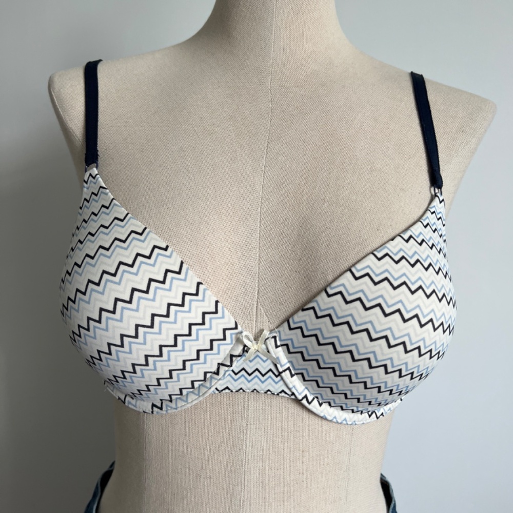 Tommy Hilfiger - White and Blue Push-up Bra